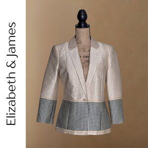 Elizabeth & James Colorblock Striped Blazer – Cotton Blend Tailored Jacket